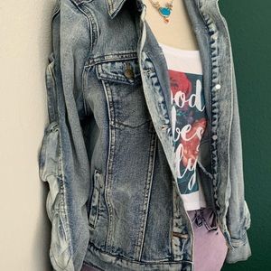 KAARI BLUE Ruffle Sleeve Denim Jacket